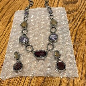 Elegant Multi-Stone Necklace and Earring Set